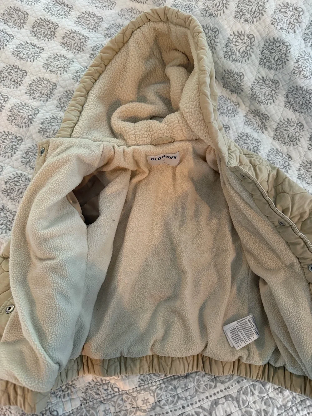 Old Navy Beige Quilted Hooded Puffer Jacket for Kids